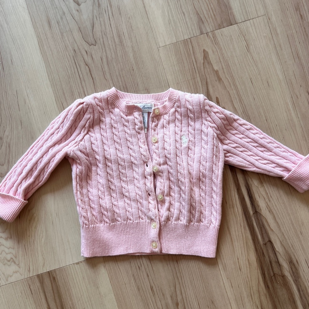 Ralph Lauren Pink girls Cable Knit Sweater 12 months